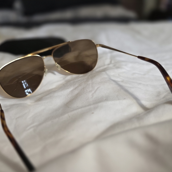 Barton Perreira Gold Tone Aviator Sunglasses with Brown Lenses - Picture 4 of 10